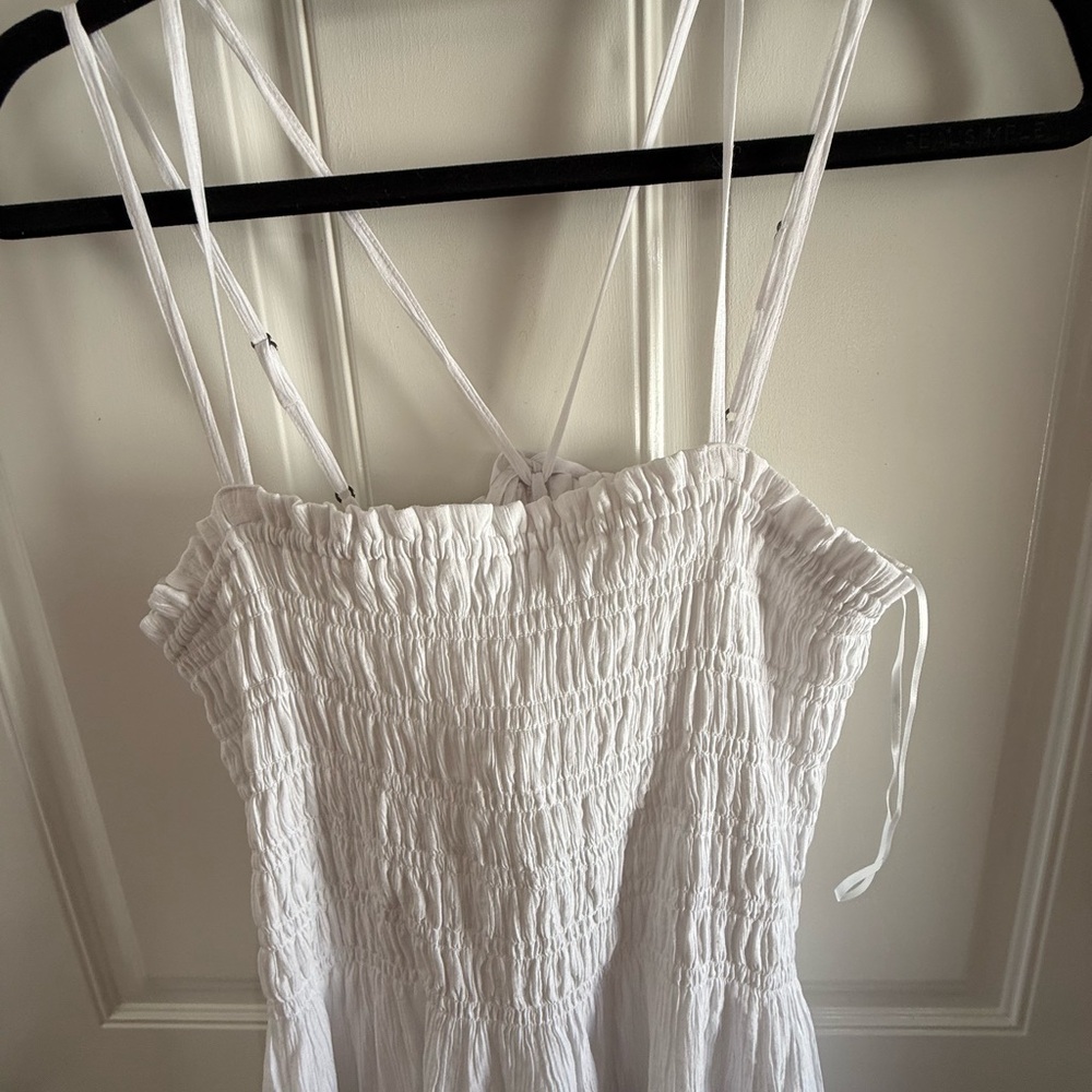 Abercrombie & Fitch White Smocked Maxi Dress XL Tall - Picture 7 of 8